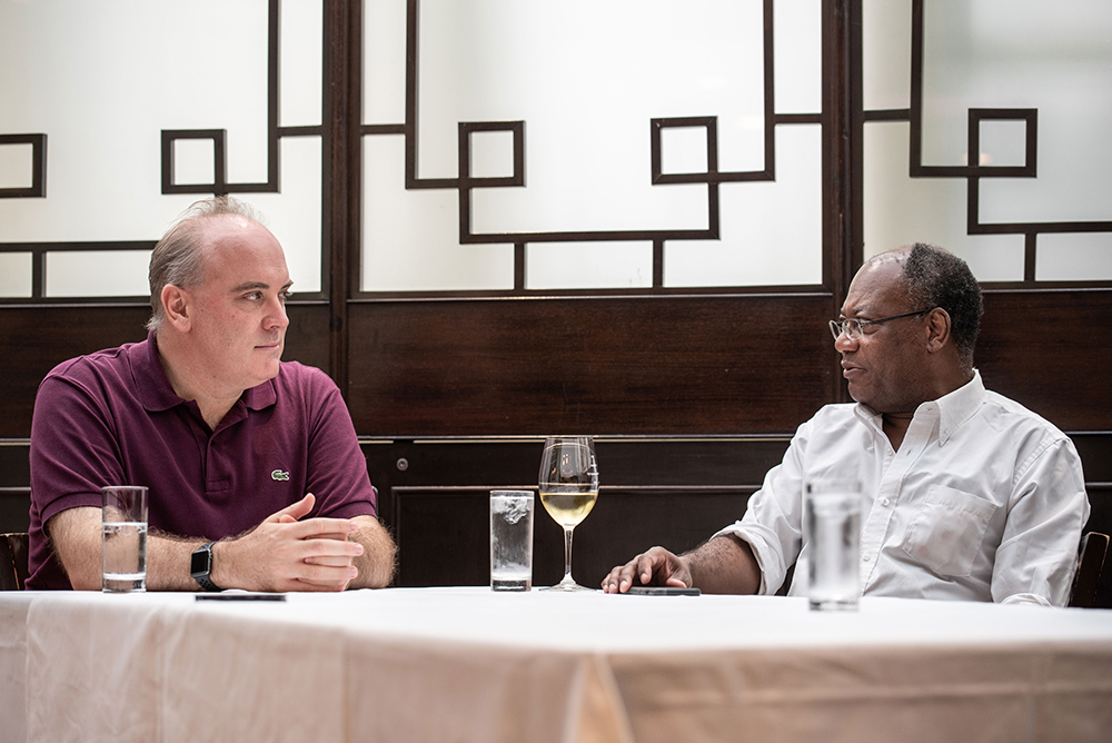 Antony Dapiran (left) and Keith Richburg (right) discuss the implications of the national security law at the FCC on 15 August, 2020. PHOTO: BEN MARANS